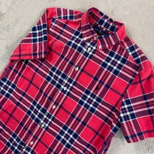 Polo‎ Ralph Lauren Oxford Shirt Boys Large (14-16) Red Blue Plaid Pony Preppy